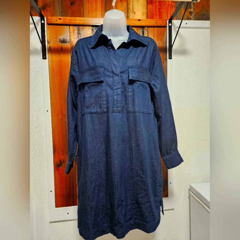 Banana Republic Navy Blue Denim Shirt Dress